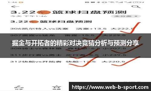 掘金与开拓者的精彩对决竞猜分析与预测分享